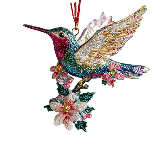 Hummingbird Christmas Ornament - Hummingbird Suncatcher Ornament - Colorful Humming Bird Tree Design Pendant - Hummingbirds Gifts for Women - Xmas Bird Lover Gifts - Humming Bird Gift Idea(C)