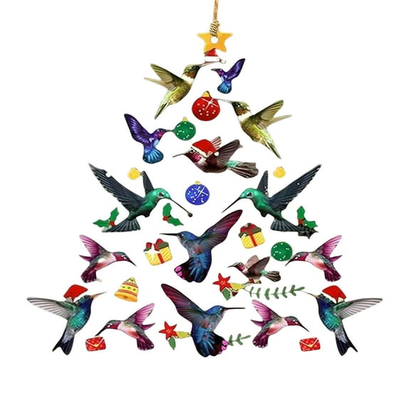 Hummingbird Christmas Ornaments Acrylic Colorful Stacked Birds Holiday Tree Decorations Festive Home Decor