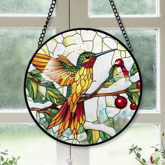 Hummingbird Christmas Suncatchers, Hummingbird Stained Glass Window Hangings, Hummingbird Christmas, Hummingbird Decor, Hummingbird Christmas Decorations Gifts For Women - 171HD361