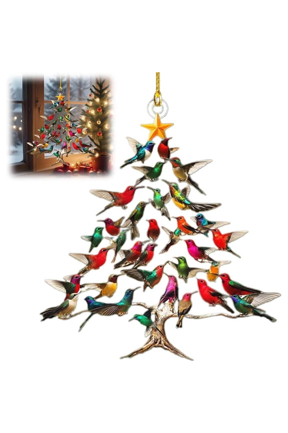 Hummingbird Christmas Tree Hanging Ornament, Personalized Acrylic Keychain for Hummingbird Lovers, Unique Holiday Gift for Women, Hummingbird Lovers