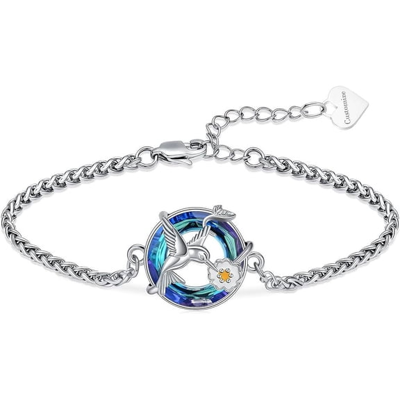 Hummingbird Circle Urn Bracelet for Ashes for Women Crystal Cremation Jewelry Ashes Bracelet Bangle Keepsake Pendant Memorial Jewelry Gifts