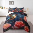 thumbnail image 1 of Hummingbird Comforter Set Pink Rose King Bedding Set,Wild Animal Bird Quilt Romantic Flowers Duvet Insert,Kawaii Room Decor, 1 of 5
