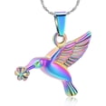 thumbnail image 1 of Hummingbird Cremation Jewelry Keepsake Stainless Steel Human Pet Urn Necklace for Ashes for Women Men Memorial Pendant, 1 of 6