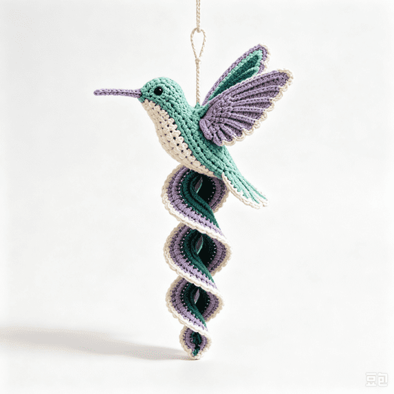 Hummingbird Crochet Spiral Hanging Kit,Handmade Window Decor Craft Kit for Adults,All-in-One Craft Package with Detailed Photo Tutorials for Creating Unique Twisting Hanging Ornaments
