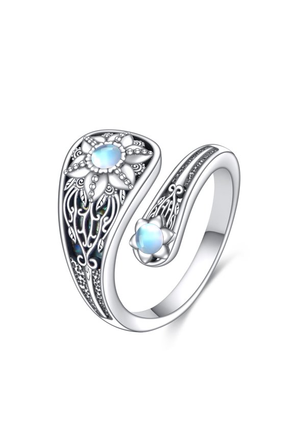 Hummingbird/Cross/Sunflower/Mountain/Tree of Life Keyring - Retro Bohemian Sunflower Thumb Oxidation Wrapped Ring, Victorian Style Antique Floral Jewelry Gift for Men and Women