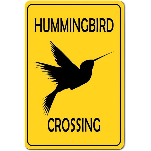 Hummingbird Crossing Metal Warning Sign, 8"x12" Funny Private Property Sign, OSHA Aluminum Notice Sign for Outdoor Yard Fence Street Workplace Campsite, Watch Out for Humming Birds Sign