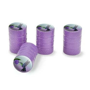 Hummingbird Crowned Woodnymph Purple Violet Tire Rim Wheel Aluminum Valve Stem Caps - Purple