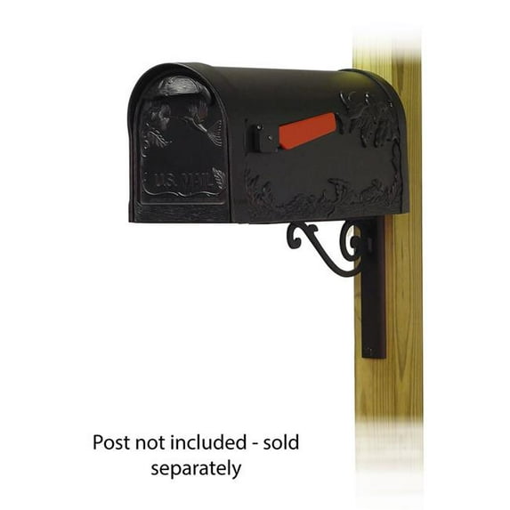 Special Lite Products TC-BWN-FS-1005-BLK Hummingbird Curbside Mailbox with Baldwin Front Single Mailbox Mounting Bracket - Black