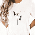 thumbnail image 1 of Hummingbird Dandelion Graphic Commuting Tee T-Shirt Print Top Short Sleeve Round Neck White S-5XL, 1 of 5