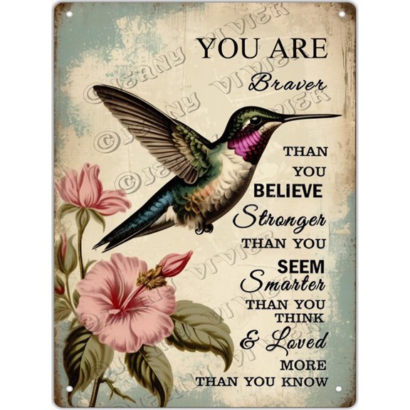 Hummingbird Decor 12x16 Inches New Aluminum Sign Vintage Garden Sign Waterproof Vintage Decorative Metal Print for Wall Decor Ideas Gifts Artwork Prints for Yard Outdoor