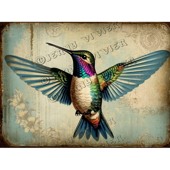 Hummingbird Decor - Bathroom Wall Art & Decor - Bird Sign - Kitchen Wall Decor Retro Metal Tin Sign Vintage Aluminum Sign for Home Coffee Wall Decor 12"x16"