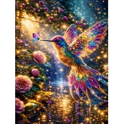 Hummingbird Diamond Art Kits for Adults,Butterfly Flower Diamond Art Kits for Beginner, DIY Full Drill Diamond Dot Gem Painting for Home Decor 12x16inch