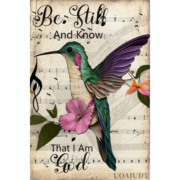 Hummingbird Diamond Art Kits for Adults-Flower 5D Diamond Painting Kits Be Still And Know That I Am God Painting Arts Crafts Home Wall Decor Gift 8X12 Inch