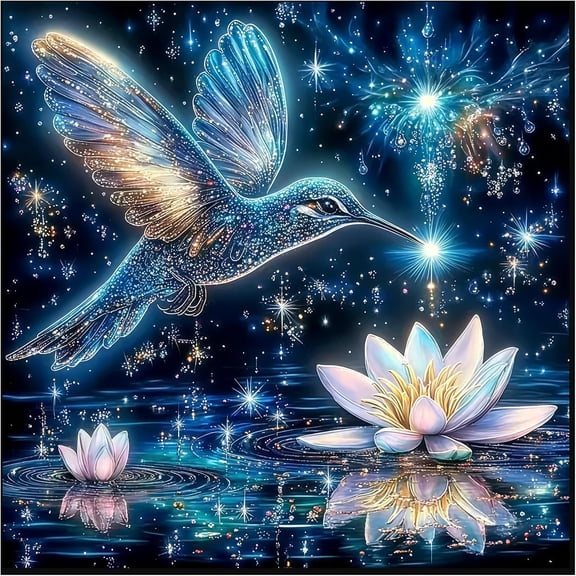 Hummingbird Diamond Art for Adults, DIY Bird Diamond Painting Kits, Flowers Diamond Art Full Drill Painting Kit for Home Wall Decor 12x12 inch