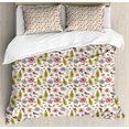 thumbnail image 1 of Hummingbird Duvet Cover Set, Spring Time Nature Awakening Singing Birds Flying Butterflies, Decorative 3 Piece Bedding Set with 2 Pillow Shams, Queen Size, Earth Yellow Multicolor, by Ambesonne, 1 of 3