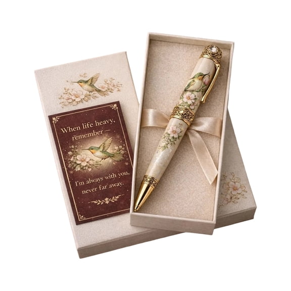 Hummingbird Engraved Ballpoint Pen with Floral Pattern and Decorative Gift Box for Writing and Journaling 10ml Capacity