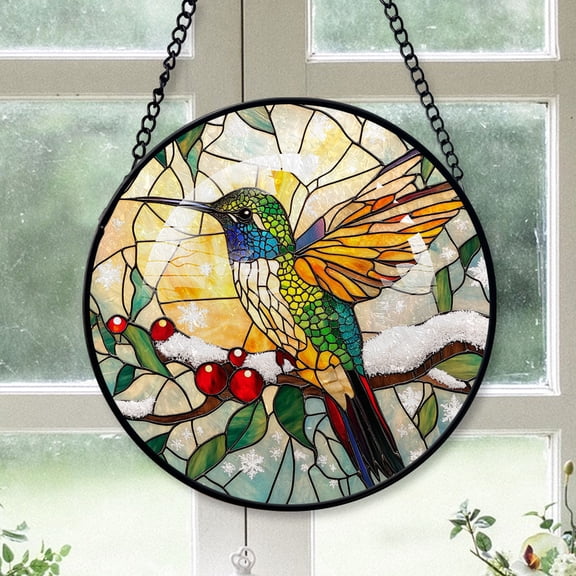 Hummingbird Family Christmas Suncatchers, Hummingbird Stained Glass Window Hangings, Hummingbird Christmas, Hummingbird Decor, Hummingbird Christmas Ornaments Birthday Gifts For Mom - 171HD546