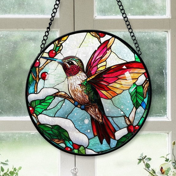 Hummingbird Family Christmas Suncatchers, Hummingbird Stained Glass Window Hangings, Hummingbird Christmas, Hummingbird Decor, Hummingbird Christmas Tree Decorations Unique Gifts For Women - 171HD176