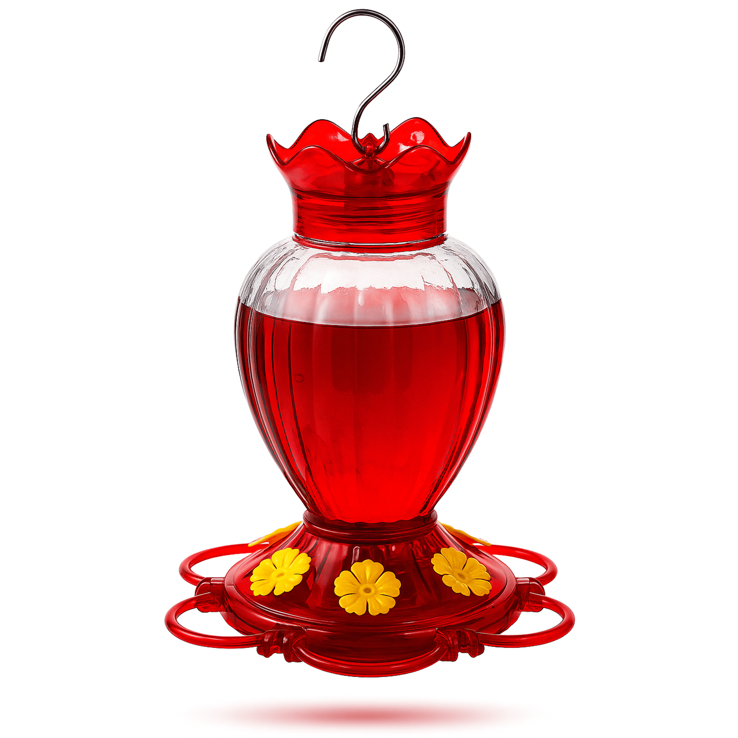 Hummingbird Feeder 20 oz Glass Hummingbird Feeders for Outdoors, with Built-in Ant Guard and Bee Proof - 6 Feeding Ports - Wide Mouth for Easy Filling/2 Part Base for Easy Cleaning