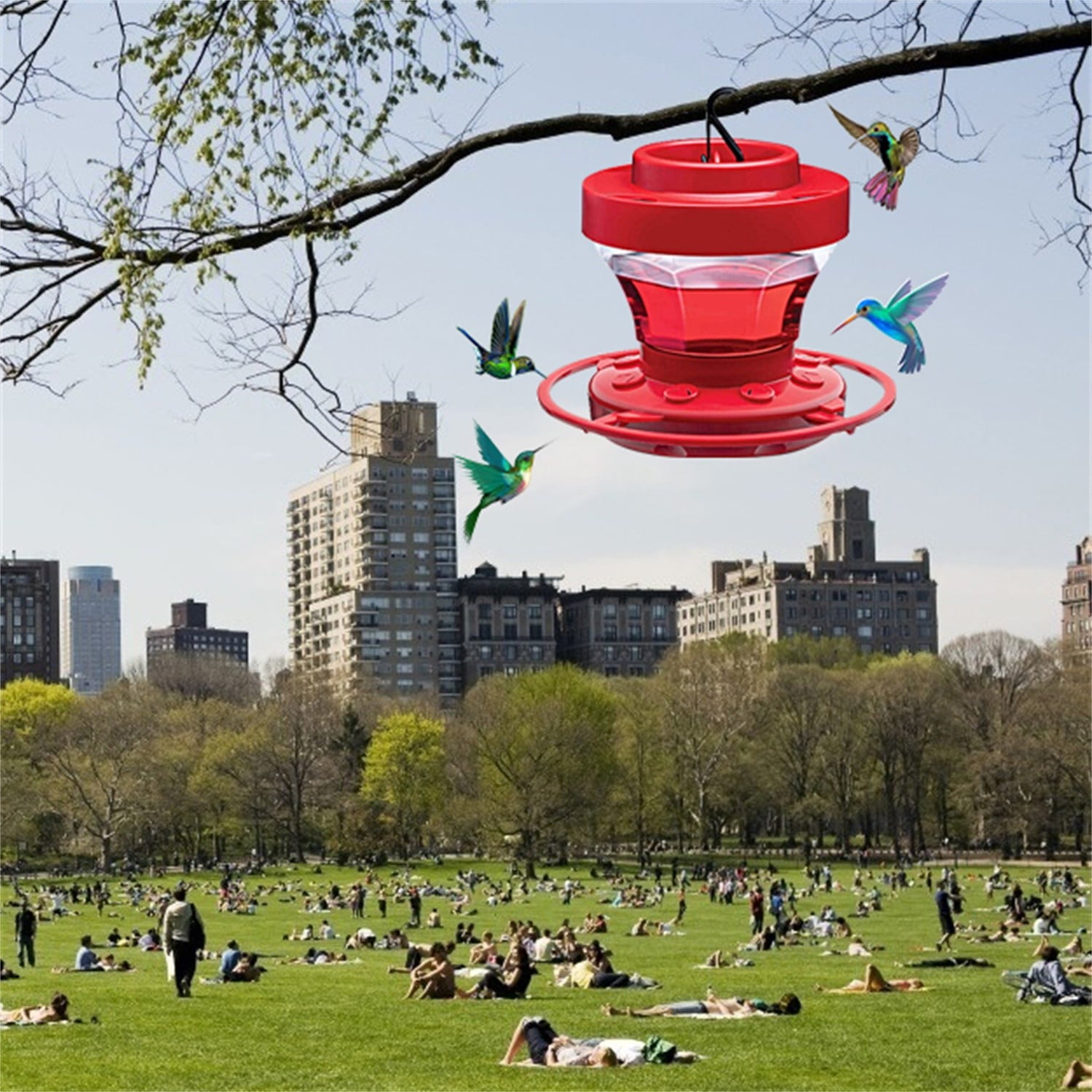 Hummingbird Feeder 32 oz Plastic Feeders for Outdoors, with Built-in ...