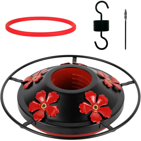 Hummingbird Feeder Base Replacement Parts Set Bottom Moat Hook Brushes and A Replacement Seal Ring Accessories Set (Black-1)