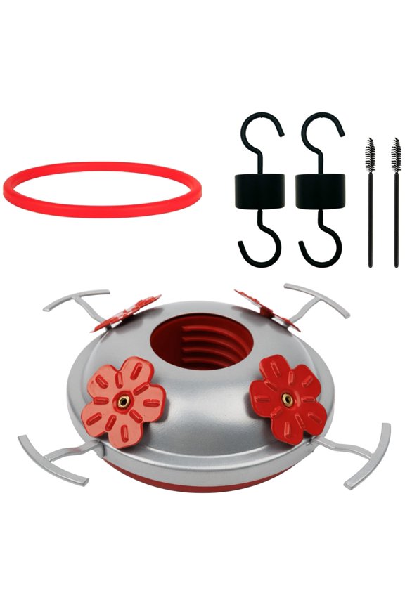 Hummingbird Feeder Base Replacement Parts Set Includes Hummingbird Feeder Bottom, 2 PCS Moat Hook 2 Pcs Brushes and 1 Pcs Replacement Seal Rings