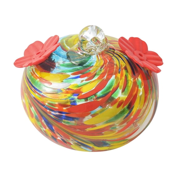 Hummingbird Feeder, Bird Waterer, Glass Painted Outdoor Hanging Garden Decoration, Leak Proof Port, Easy Fill, 1 Count
