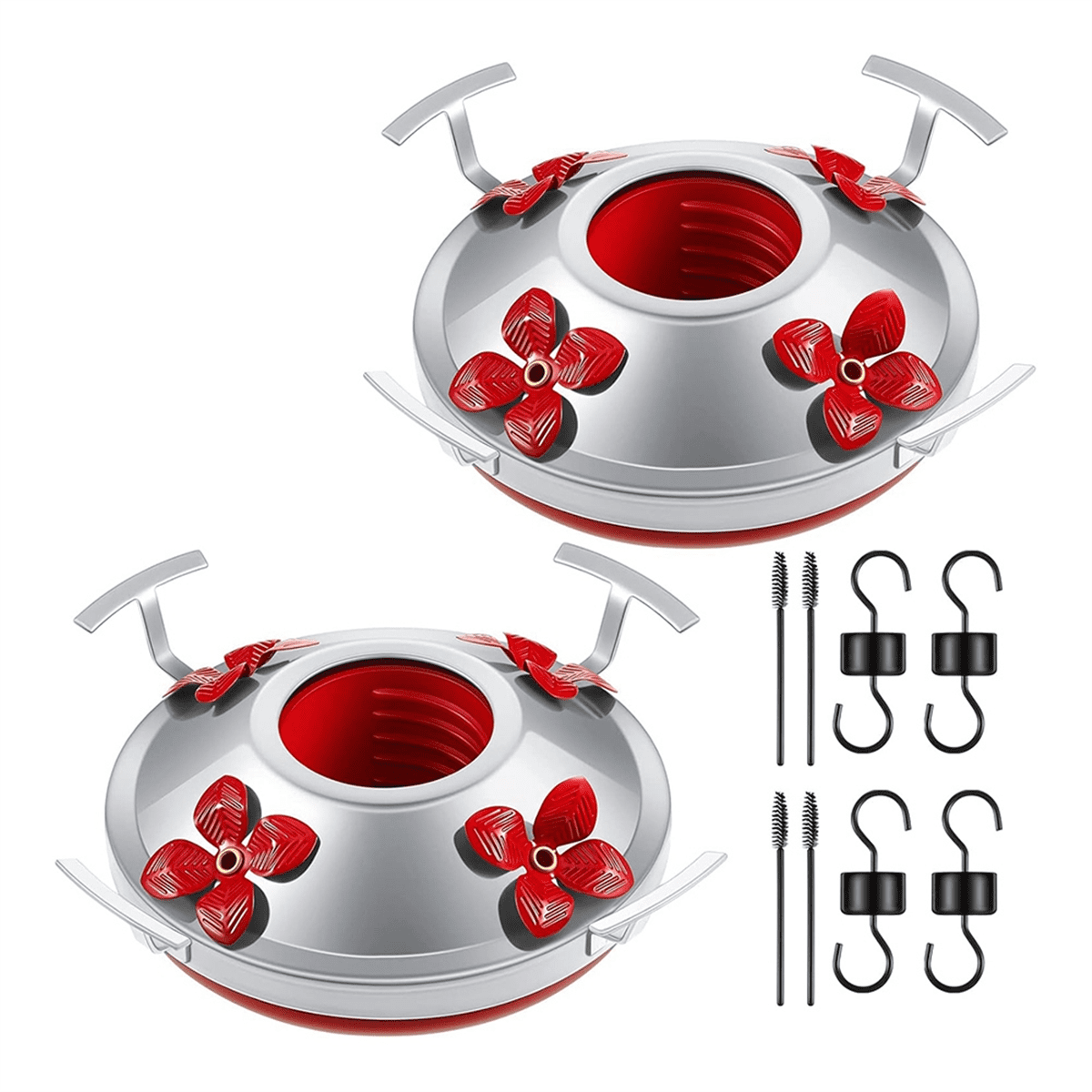 Hummingbird Feeder Bottom Base Replacement Parts Set Plastic Outdoors Hummingbird Feeder Bottom Moat Hook Brushes,1Set x Hummingbird Feeder Bottom Base Replacement Parts
