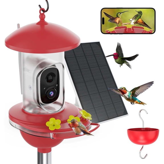 Hummingbird Feeder with Camera,AI Identify Bird Breed,Auto Capture Backyard Garden Bird Watching, Notifications, WiFi Live Camera for Birds Lover,Ideal Gifts for Christmas