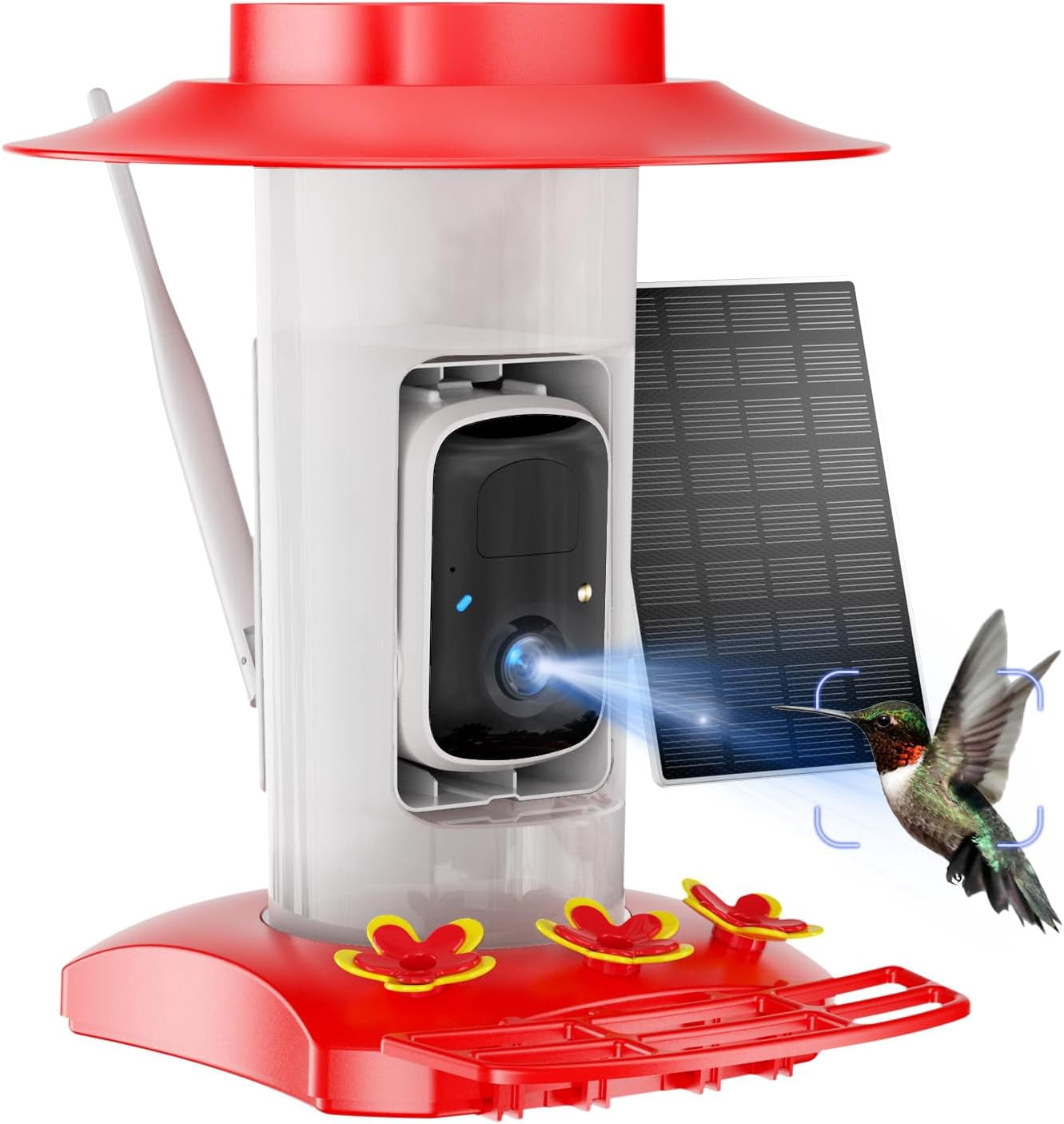 Hummingbird Feeder with Camera Outdoor, SV3C Hanging Bird Feeder with Ant Moat & Bee-Proof, HD 2K Solar Powered, AI Bird Identify, Instant App Alerts, Auto Capture, Hummingbird Lover Gifts, 21oz