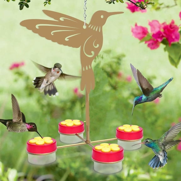 Hummingbird Feeder For Outdoors Hanging Birds Feeders With 4 Bee Guard Feeding Ports For Outside Gifts For Women Mom