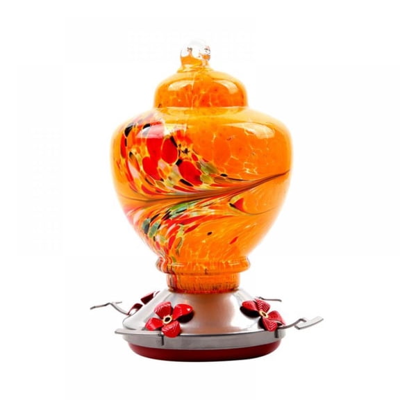 Hummingbird Feeder,Glass Bird Feeder with Color Hand Blown Glass,Leakproof 38 Ounces Nectar Capacity Hummingbird Feeders, Garden Bird Feeders Easy to Clean & Filling,Hanging Hook&Ant Moat