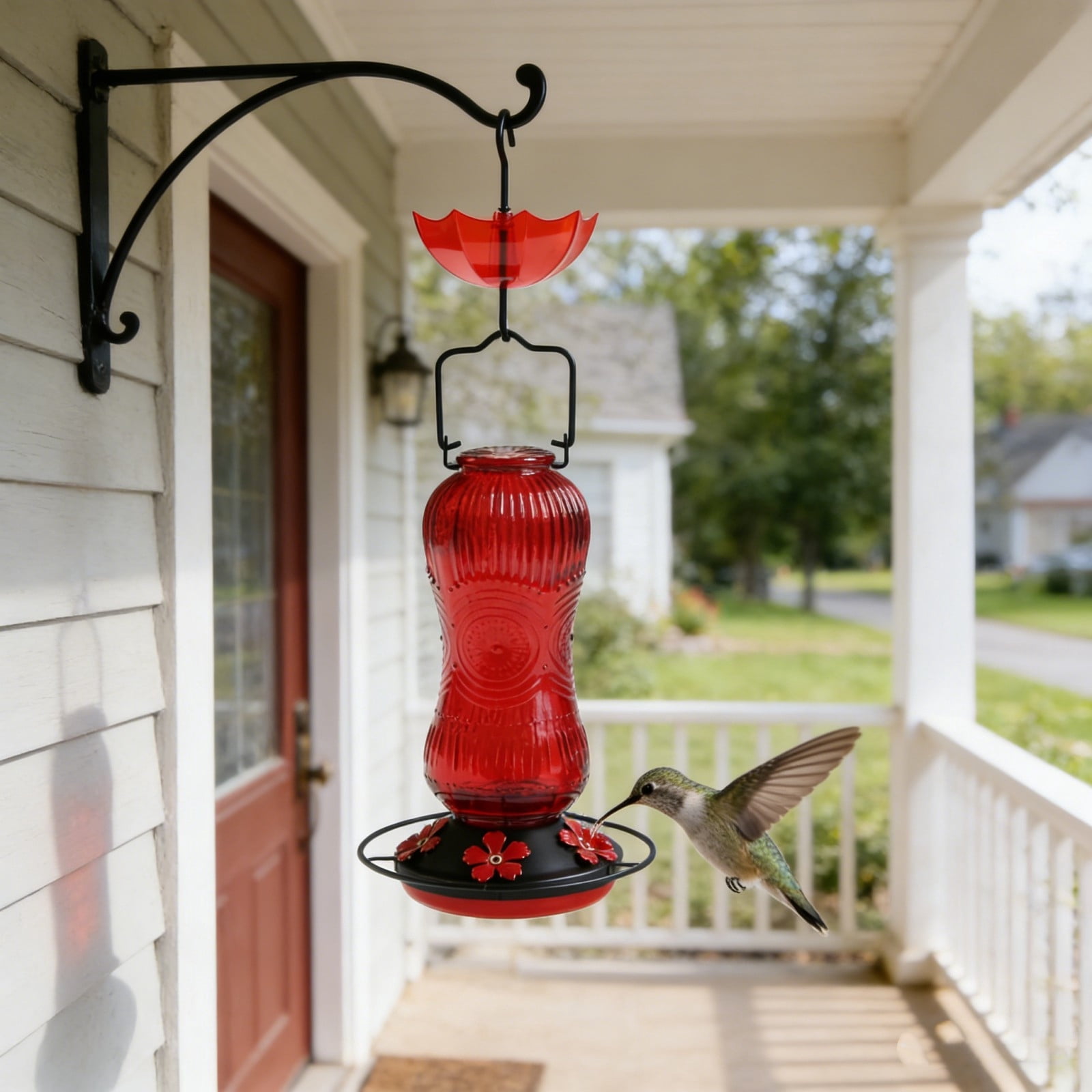 Hummingbird Feeder,Glass Hummingbird Feeders For Outdoors,Hummingbird Feeders for Outdoors, Hanging Hummingbird Feeder,Shaped Feeding Ports,Bird Feeder with Bee Proof(13*6*6IN)