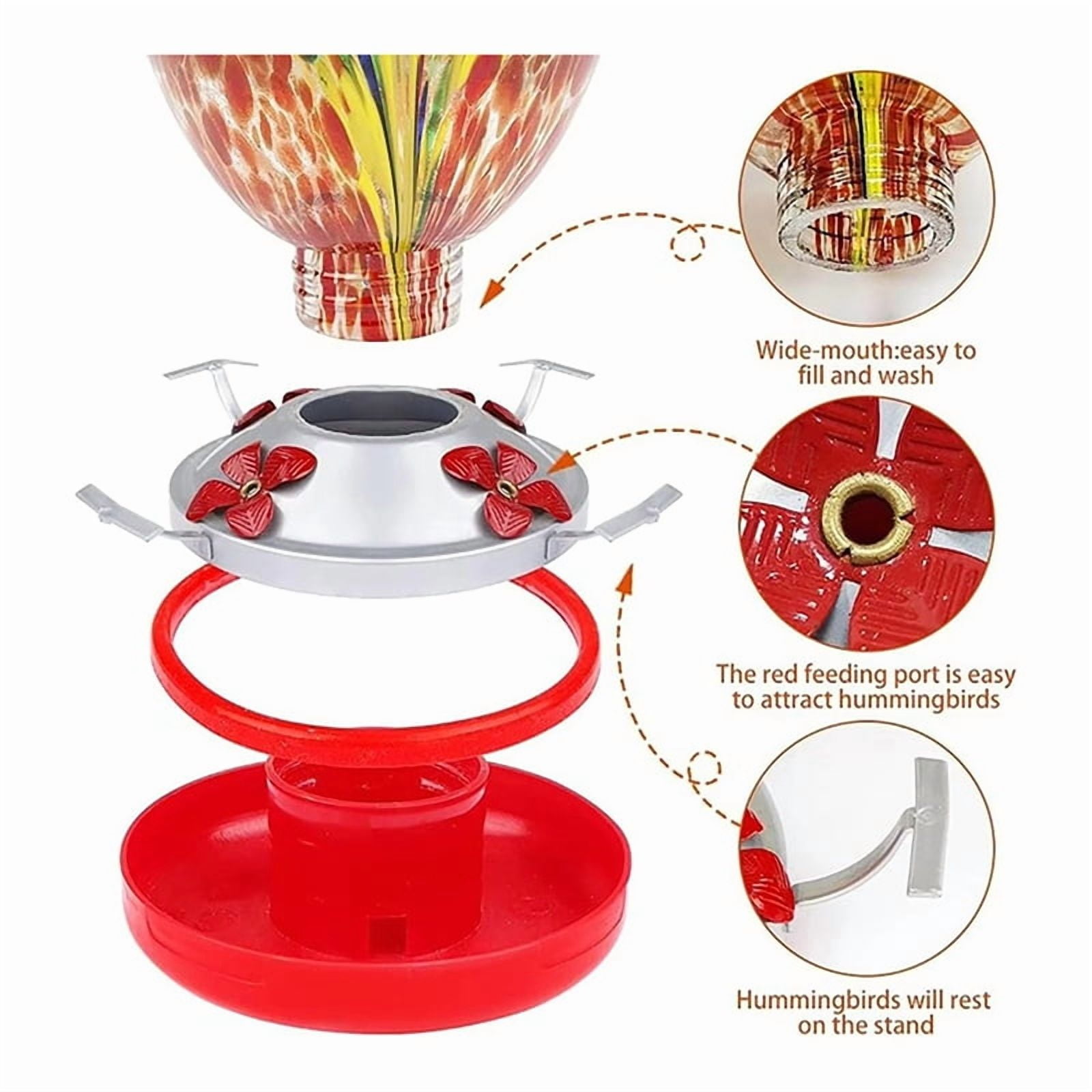 Hummingbird Feeder, Large Glass Bird Feeder for Outdoor Use with Ant Proof Hooks