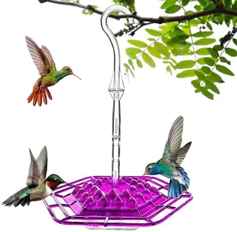 Hummingbird Feeder for Outdoors Hanging,Easy to Clean and Refill,Ant Proof No Leak,with 30 Feeding Ports Saucer Humming Bird Feeder Hummingbird feeders for Window (Purple 1)