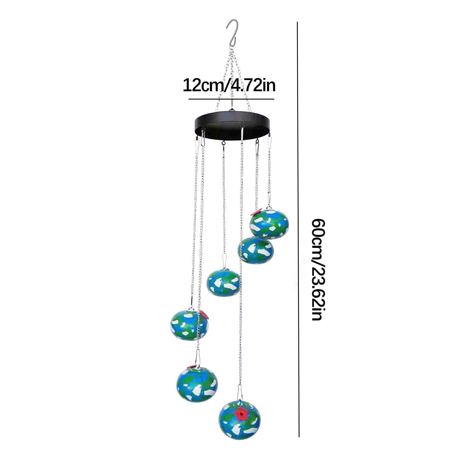 Hummingbird Feeder, Wind Chimes Hummingbird Feeder with 6 Glass Balls for Outdoors, Leak-Proof, Ant and Bee Resistant, Hand Blown Garden Decor 140R