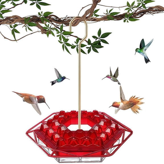 Hummingbird Feeder with Ant-Proof Moat Hummingbird Feeder, Easy to Clean and Refill Includes Hanging Hook, Features 30 Feeding Ports