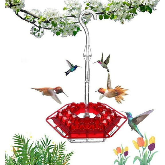 Hummingbird Feeders for Outdoors, 30 Feeding Ports, with Ant Moat, Easy to Clean Bird Feeder for Gardens, Leak-Proof Design Outdoor Decor, Gifts for Pet Bird owners Mom&Women, Red