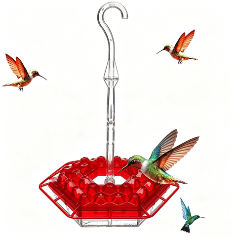 General Weatherproof ABS+PC Hummingbird Feeding Saucer with Multiple Feeding Ports, Red