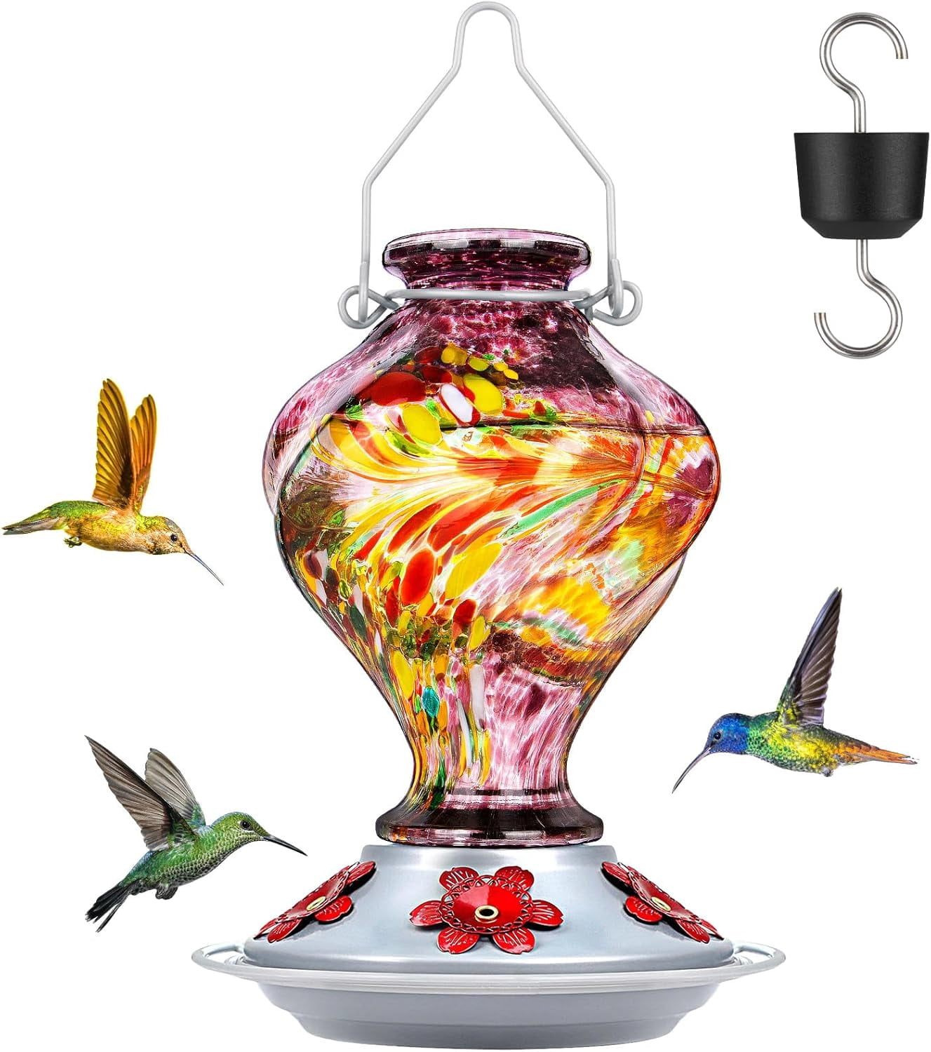 Hummingbird Feeders for Outdoors Hanging, Glass Hummingbird Feeder ...