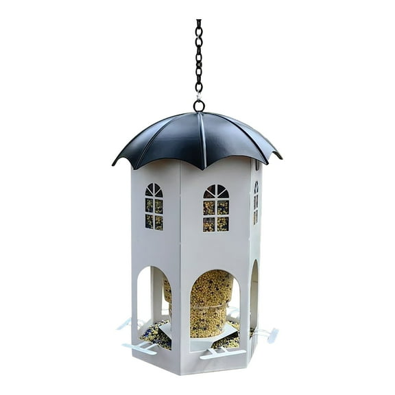 Hummingbird Feeders for Outdoors, Castle Bird Feeder with Shelter From The Rain And Sun, Outdoor Garden Metal Bird Feeder Feeding (1Pc)