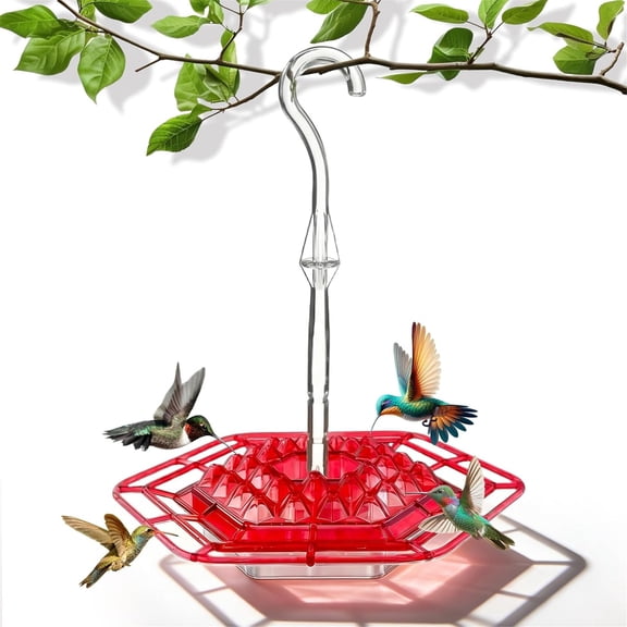 Hummingbird Feeders for Outdoors Hanging with 30 Feeding Ports Humming Bird Feeder Bee-Proof Leak-Proof No Drip, Easy to Clean and Refill (red one)
