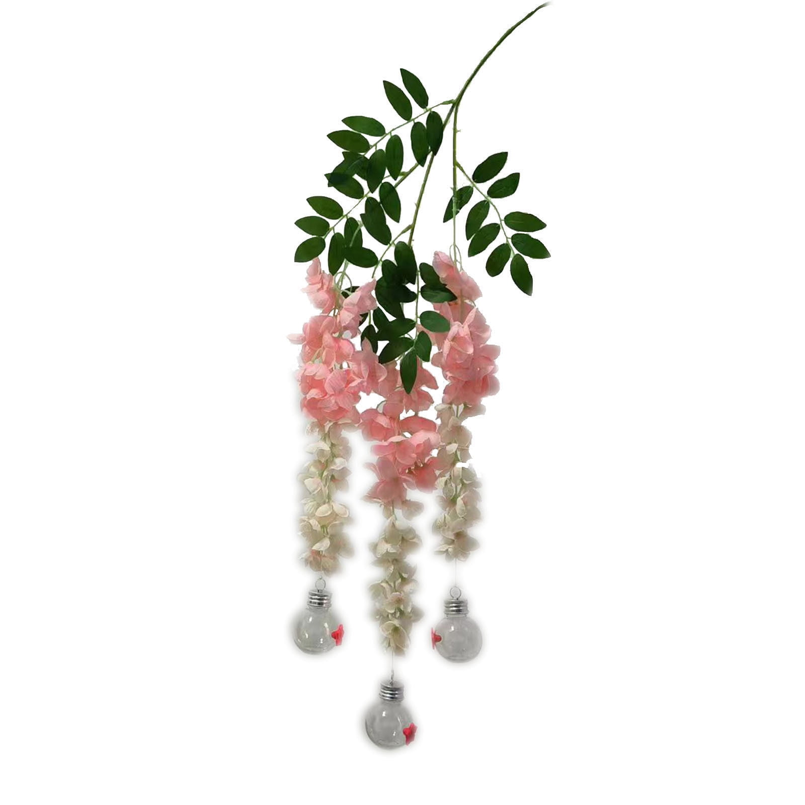 Hummingbird Feeders for Outdoors with Faux Wisteria Flowers - Plastic Hanging Bird Feeder for Garden and Patio