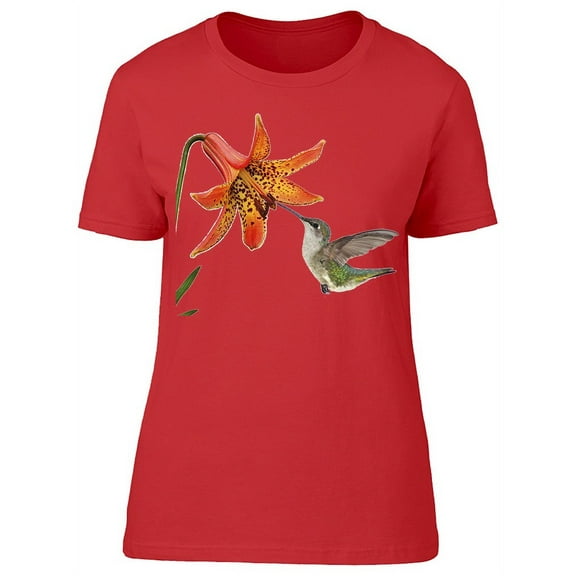 Hummingbird Feeding Beaut Flower T-Shirt Women -Image by Shutterstock, Female x-Large