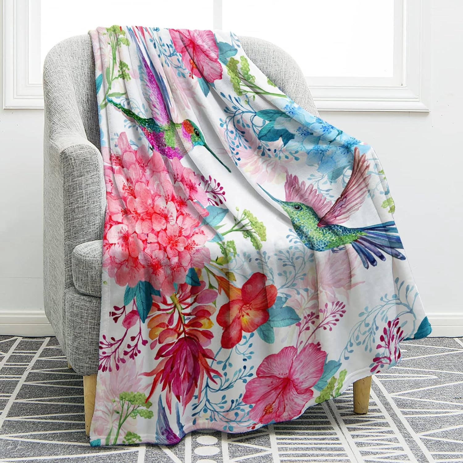 Hummingbird Floral Blanket Birthday Mother''s for Women Mom Wife Dad ...