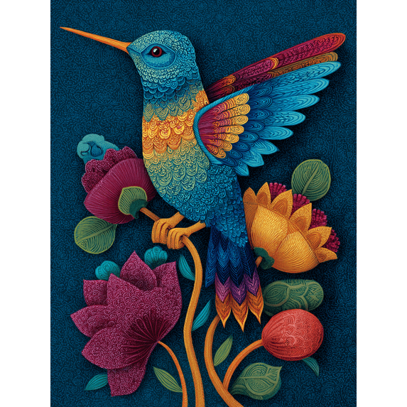 Hummingbird Floral Canvas Print Wall Art for Living Room Bedroom Dining Room Hallway Decor