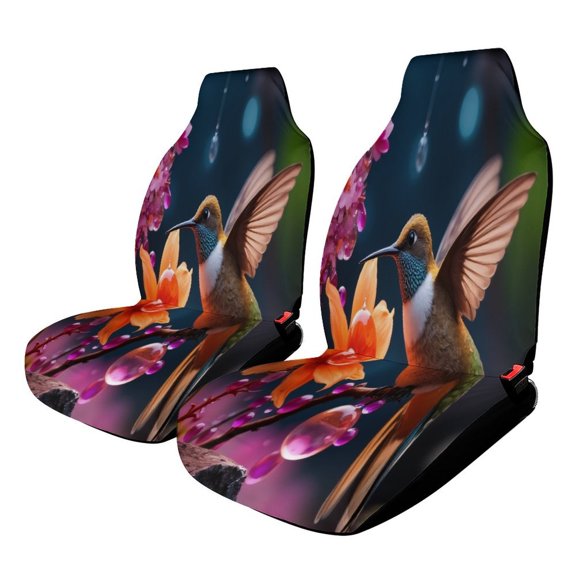Hummingbird Floral Fantasy Car Seat Cover Set Auto Front Bucket Cushion Protect Accessories 2 Piece