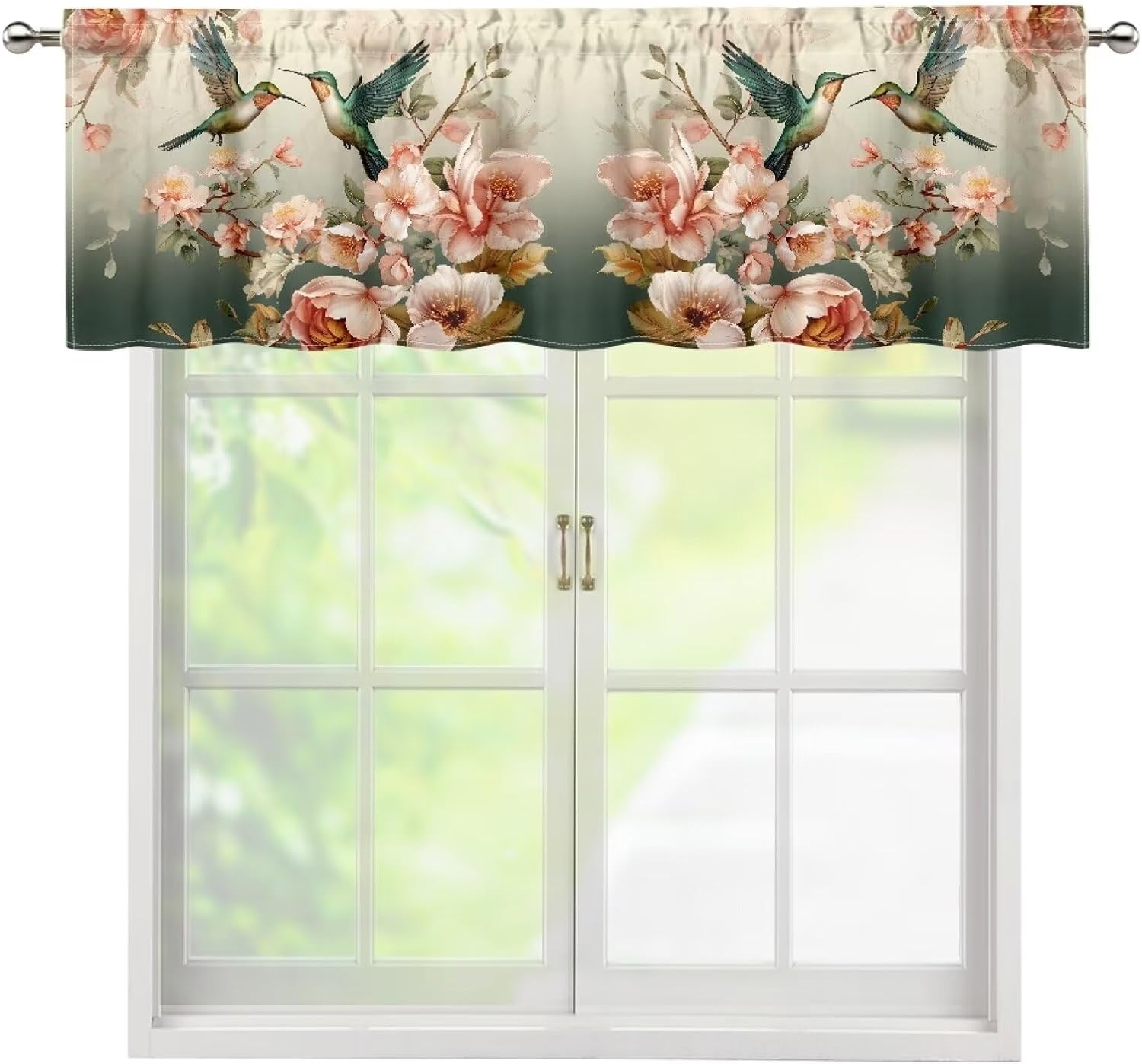 Hummingbird Floral Kitchen Curtain Valances for Windows Living Room ...
