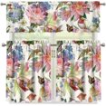 thumbnail image 1 of Hummingbird Floral Print Kitchen Curtain Valance and Tiers Set Farmhouse Bathroom Window Curtain Set -Easy Installation, 1 of 5