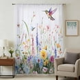 thumbnail image 1 of Hummingbird Floral Sheer Curtains 45 Inches Long, Farmhouse Floral Botanical Light Filering Curtains, Breathable Simi Curtain Privacy Drapes for Kitchen Bathroom Lightweight Small Window Treatment, 1 of 9